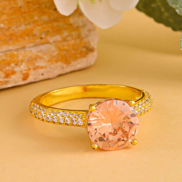 Champagner und wei&szlig;er Zirkonia Ring, Messing (Gr&ouml;&szlig;e 16.00) ca. 6.55 ct image number 2