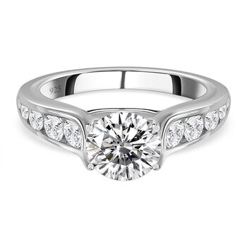 Moissanit Ring mit Schild Schliff, 925 Silber rhodiniert (Gr&ouml;&szlig;e 16.00) ca. 1.92 ct