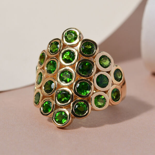 Natürlicher Chromdiopsid-Ring, 925 Silber vergoldet  ca. 2,81 ct image number 2