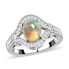 Natürlicher, äthiopischer Opal und weißer Zirkon-Ring, 925 Silber rhodiniert  ca. 1,69 ct image number 3