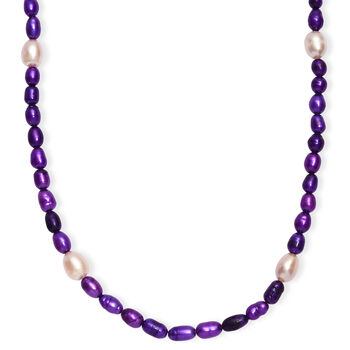 Lila gef&auml;rbte Perle und S&uuml;&szlig;wasser Perle 45+5cm Halskette - 65 ct.