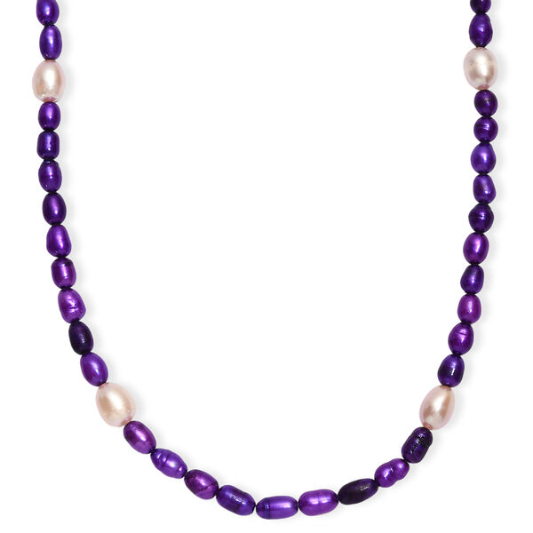 Lila gef&auml;rbte Perle und S&uuml;&szlig;wasser Perle 45+5cm Halskette - 65 ct.