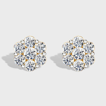 LUXURIANT 1 ct. SGL zertifizierte VS Labor Diamant Ohrringe, 925 Silber 750 Gelbgold Vermeil