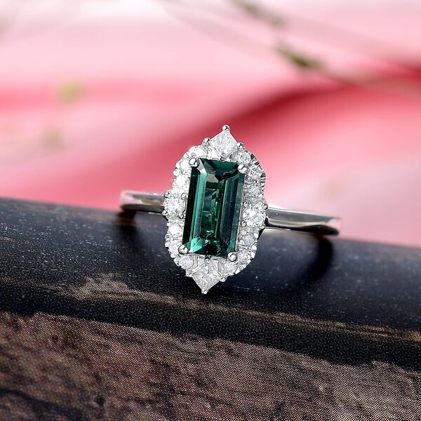 LUXORO AAA Pirineu Lagoon Turmalin und Diamant Ring in 417 Wei&szlig;gold - 1,62 ct. image number 1