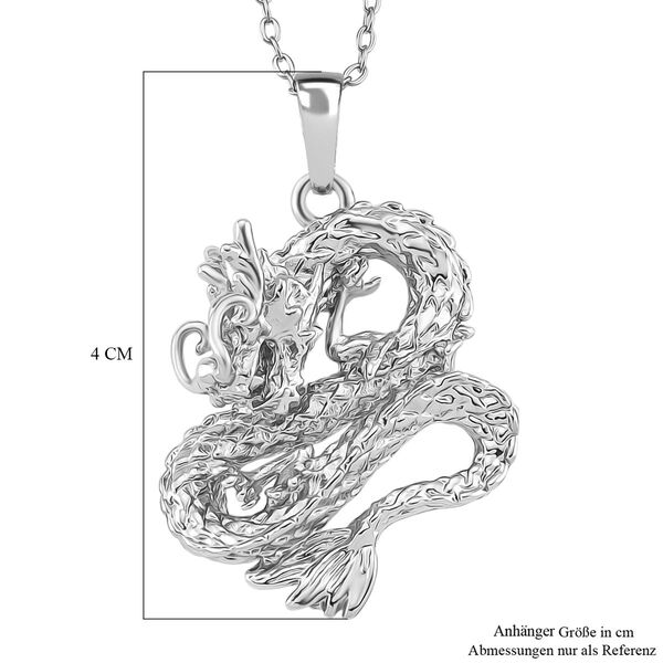 Drachen-Anhänger mit 44,5+5cm Kette in Silberton image number 7