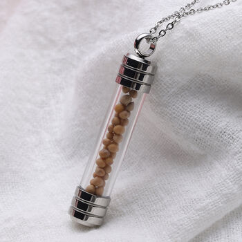 Senfkorn Anh&auml;nger mit Kette, ca. 50 cm, 316L Edelstahl 0.20 ct