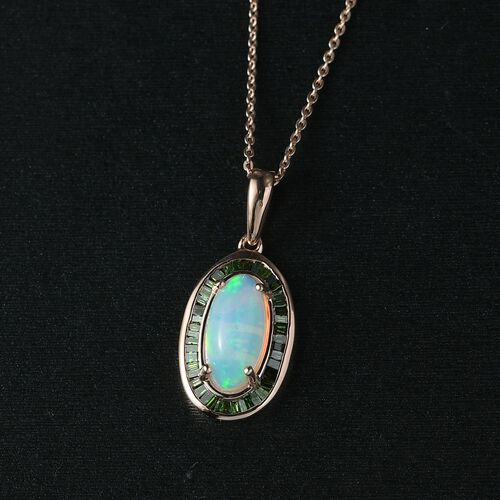 D’joy AA Natürlicher, äthiopischer Welo Opal, Grüner Diamant Schmuckset 925 Silber 750 Roségold Vermeil ca. 2,45 ct. image number 1