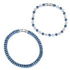 Blauer Zirkonia, Weißer Zirkonia Schmuckset Nickelfreies Messing