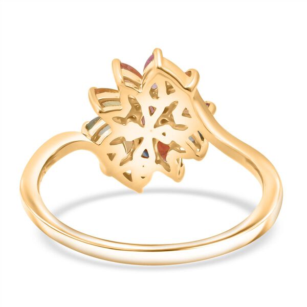 D'Joy Mehrfarbiger Saphir, Blauer Saphir Ring, 925 Silber vergoldet (Gr&ouml;&szlig;e 20.00) ca. 1.13 ct image number 5