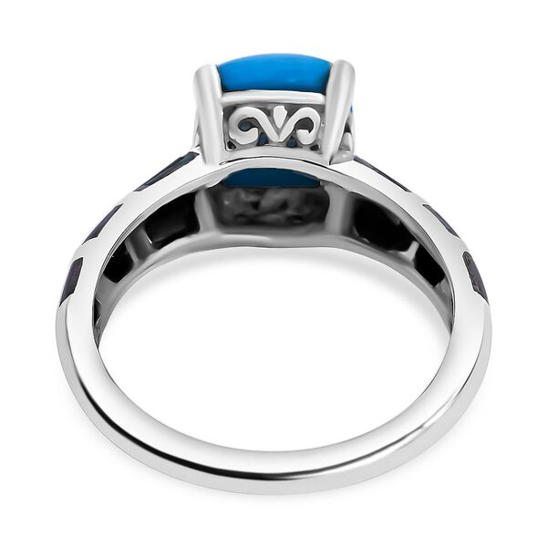 Royal Bali -Amerikanischer, nat&uuml;rlicher Sleeping Beauty T&uuml;rkis, Abalone Muschel Ringe 925 Silber (Gr&ouml;&szlig;e 18.00) ca. 3.34 ct image number 4