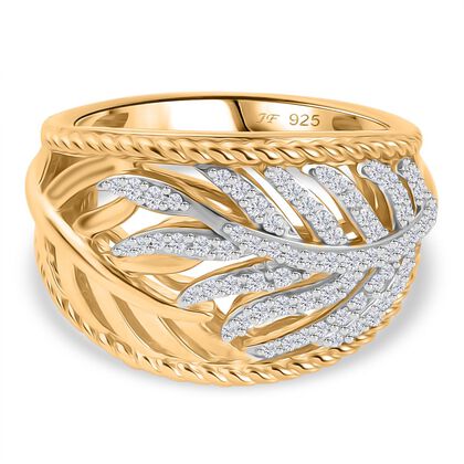 J Francis gefertigt mit SWAROVSKI Zirkonia Ring 925 Silber Rhodiniert und 750 Gelbgold Vermeil (Gr&ouml;&szlig;e 17.00)