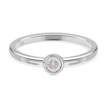Wei&szlig;er Diamant I2 Ring, 925 Silber platiniert, (Gr&ouml;&szlig;e 18.00) ca. 0.05 ct