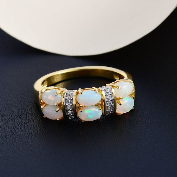 Natürlicher, äthiopischer Welo Opal und Zirkon-Ring - 1,19 ct. image number 2