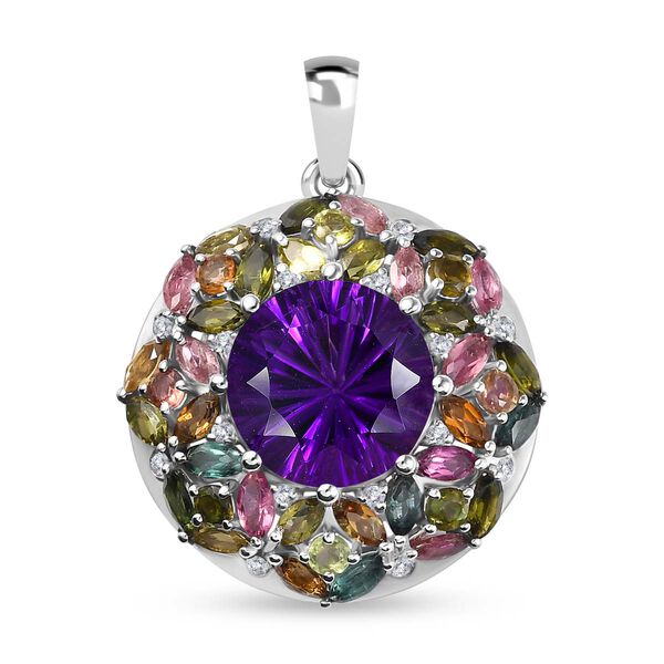 Afrikanischer Amethyst, mehrfarbiger Turmalin und Zirkon-Anh&auml;nger - 9,39 ct.