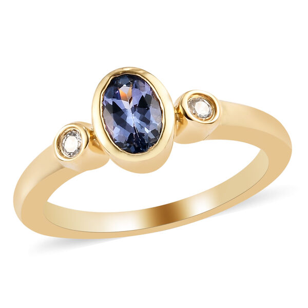 Tansanit und Zirkon Ring 925 Silber vergoldet  ca. 0,61 ct image number 4