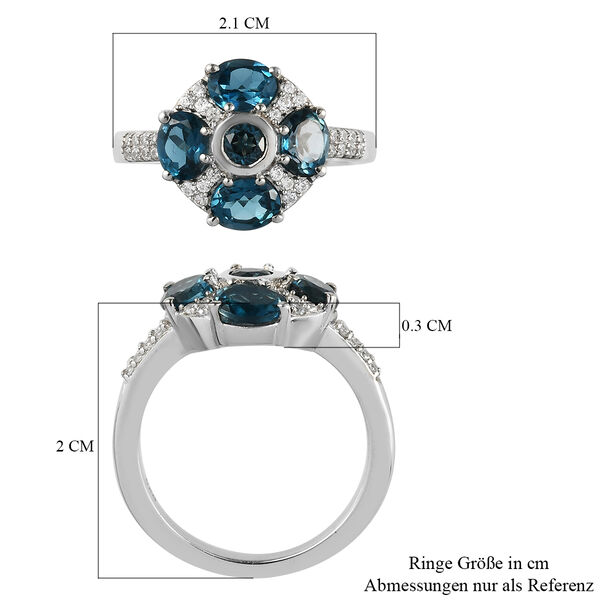 London Blau Topas und Zirkon Ring, ca. 2,43 ct image number 7