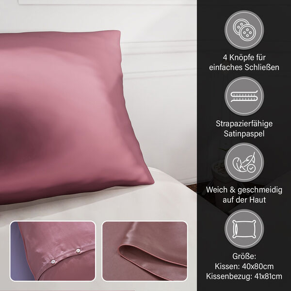 Serenity Night - 100% Maulbeerseide Sommerseidendecke mit Seidenf&uuml;llung Daunenkissen und Seidenkissenbezug Rosa image number 5