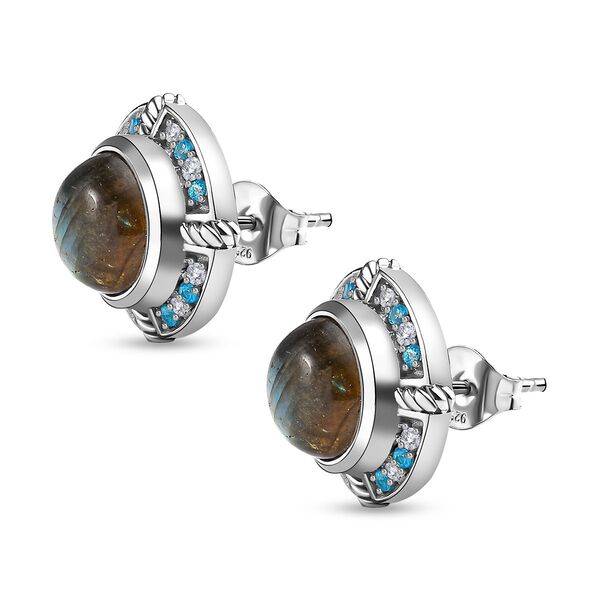 GP Art D&eacute;co Kollektion - Labradorit, Neon Apatit und Multi-Edelstein-Ohrringe - 10,24 ct. image number 4