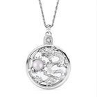 2-in-1 Lupe und Drachenmotiv-Anhänger mit Kette, Perle und Kristall, Silberfarben