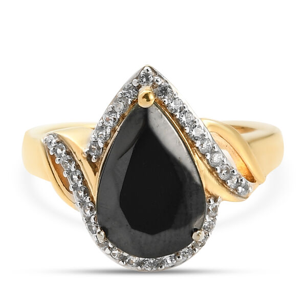 Elite Shungit und Zirkon Ring 925 Silber vergoldet  ca. 2,25 ct