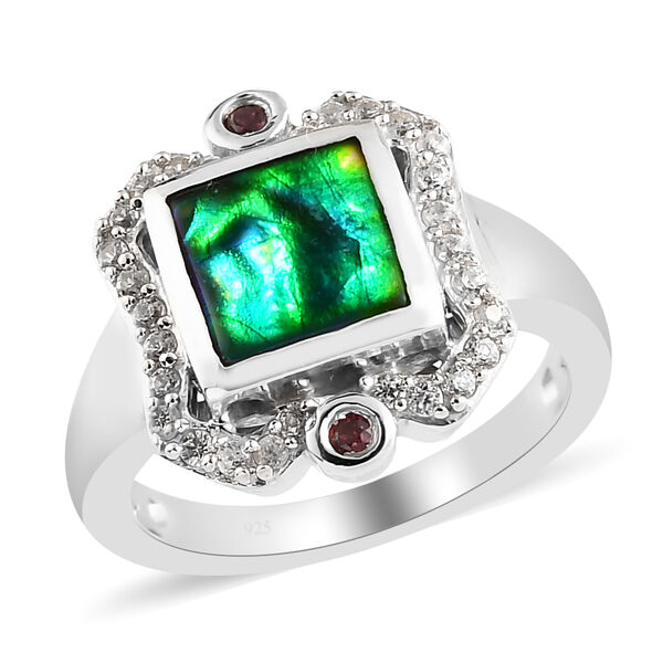 Ammolit, Zirkon und Rhodolith Granat Ring - 1,90 ct. image number 4