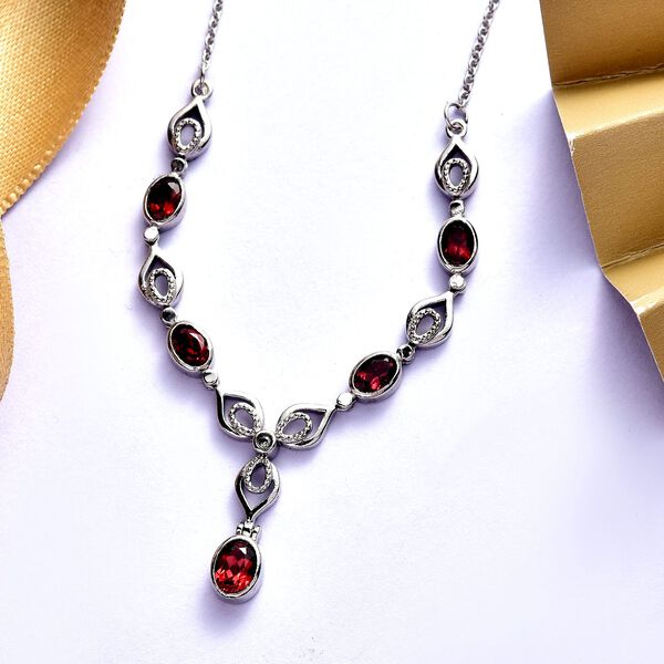 Rotes Granat Collier, ca. 45 cm Edelstahl ca. 3,25 ct image number 3