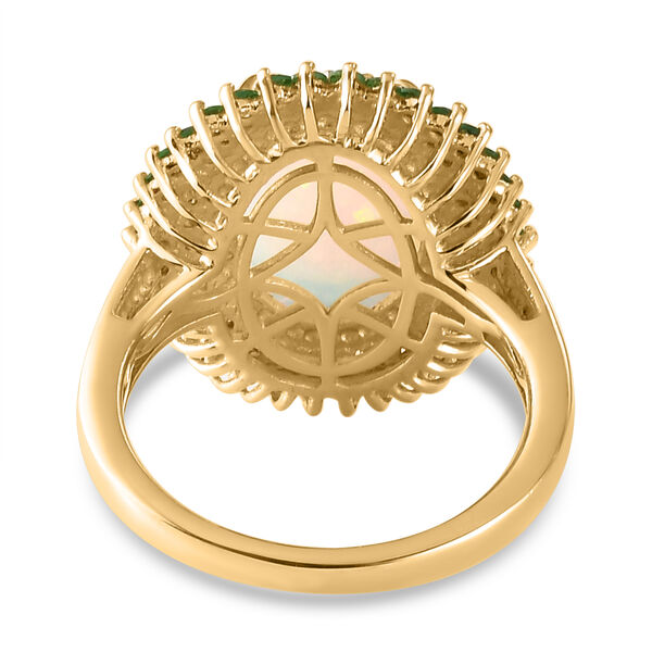 Nat&uuml;rlicher, &auml;thiopischer Opal und Tsavorit Granat-Ring, 925 Silber Gelbgold Vermeil  ca. 4,68 ct image number 6