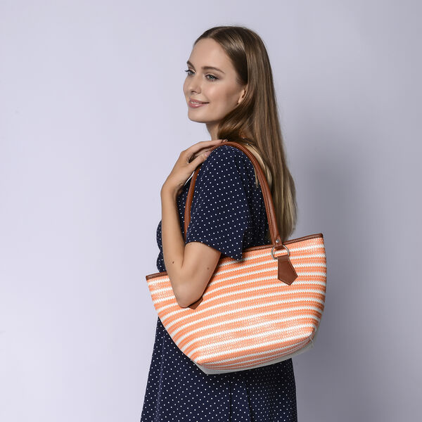 Handtasche f&uuml;r Damen, Orange und Wei&szlig; image number 2