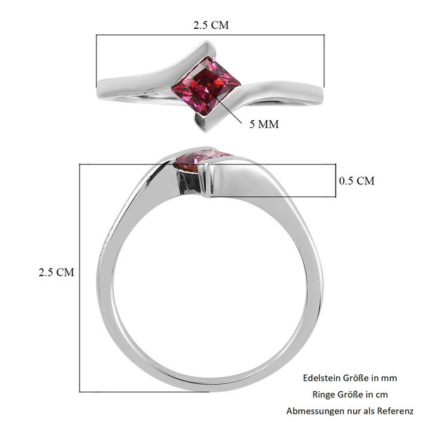 LUSTRO STELLA Hergestellt mit Roter ZIRKONIA Solitär Ring 925 Silber Platin-Überzug (Größe 16.0) image number 6