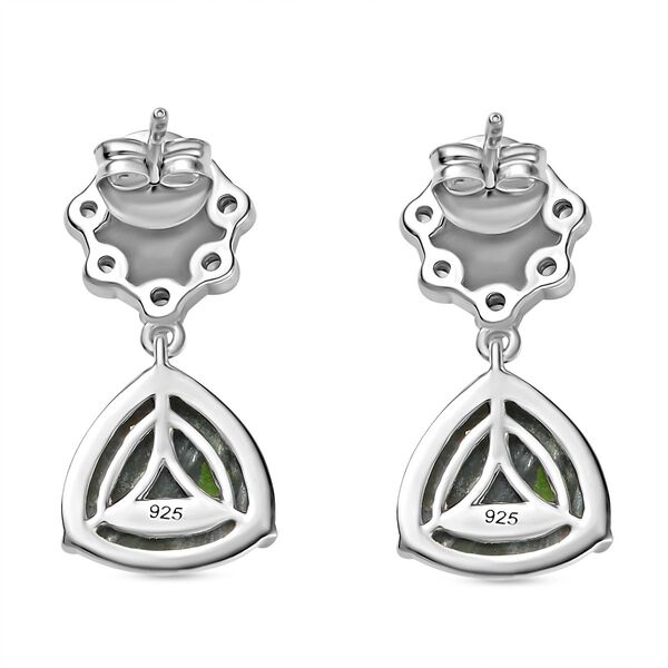 Viktorianische Bl&uuml;te - Sibirischer Seraphinite, Wei&szlig;er Zirkon Ohrringe, 925 Silber platiniert ca. 7.69 ct image number 5