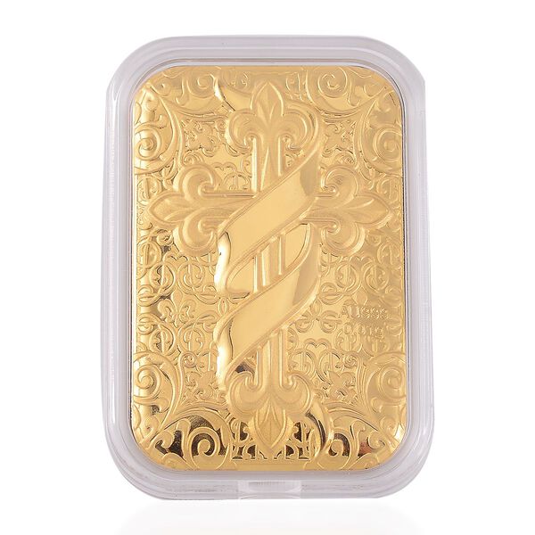 Gold-Barren mit Kreuz-Motiv in 999 Gold image number 0