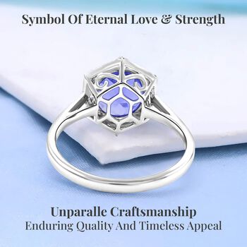 Rhapsody AAAA Tansanit, Wei&szlig;er Diamant Ring 950 Platin (Gr&ouml;&szlig;e 17.00) ca. 3,00 ct