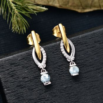 D'Joy blaue und wei&szlig;e Zirkon zweifarbige Ohrringe - 0,83 ct.