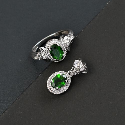 Natürliches Chromdiopsid Schmuckset - 1,54 ct. image number 1
