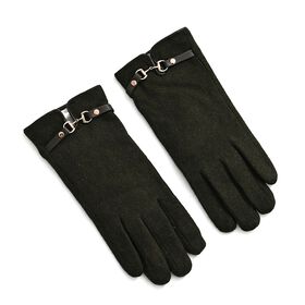 Kaschmir-Handschuhe mit Touchscreen-Funktion, Karomuster, Onesize, Grün