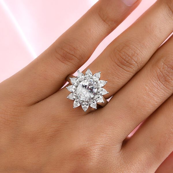 Weißer Zirkonia Ring, Messing Ionenbeschichtetes Platin (Größe 16.00) ca. 7.22 ct image number 3