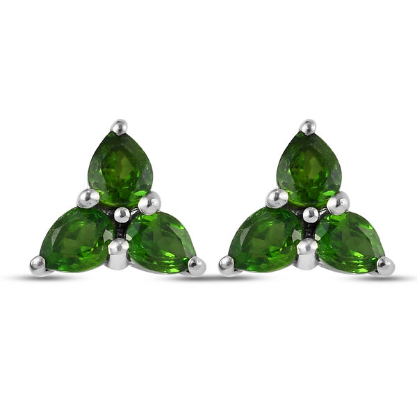 Nat&uuml;rlicher Chromdiopsid Ohrstecker 925 Silber platiniert ca. 1,18 ct