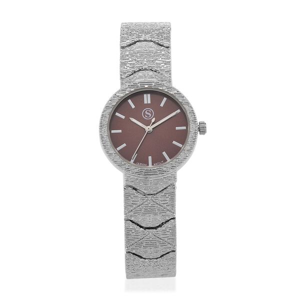 STRADA - Japanisches Uhrwerk, Burgunder Zifferblatt mit goldplattiertem Alloy Armband, 20 cm