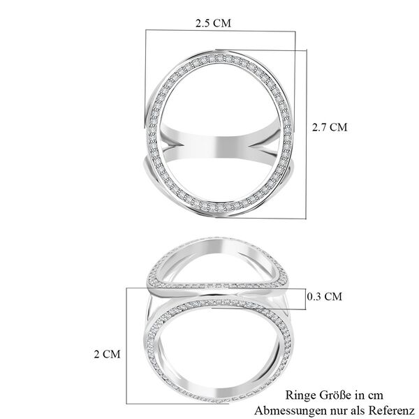 Lustro Stella Weißer Zirkonia Ring 925 Silber rhodiniert (Größe 17.00) image number 4