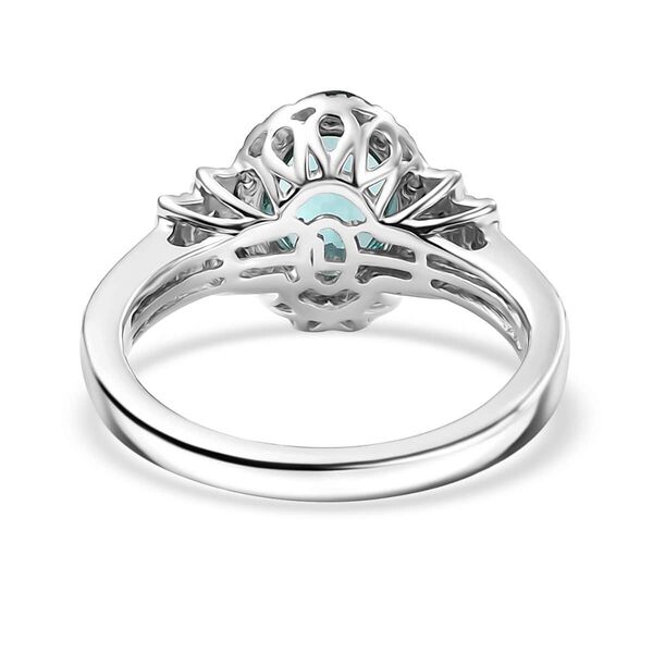 LUXORO zertifiziert und gepr&uuml;ft AAA Pirineu Lagoon Tourmalin und Diamant Ring in 585 Wei&szlig;gold - 2,12 ct. image number 5