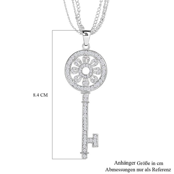 Weißer Kristall-Schlüsselanhänger mit 78cm Kette in Silberton image number 5