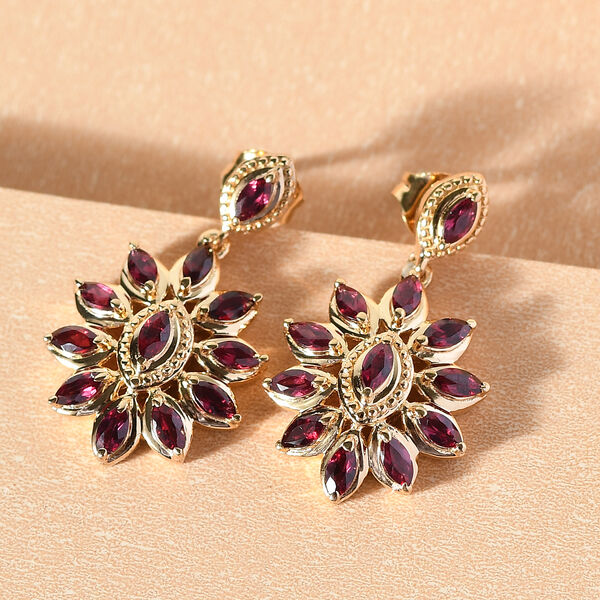 Anthill Granat Ohrhänger 925 Silber vergoldet ca. 2,26 ct  image number 2