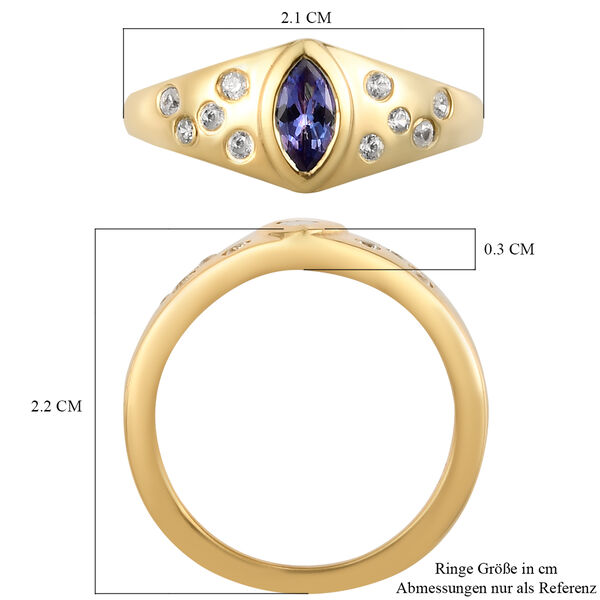 Tansanit und Zirkon Ring 925 Silber vergoldet  ca. 0,57 ct image number 7