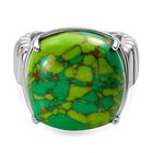 Grünes Türkis Ring, Edelstahl (Größe 17.00) ca. 12.43 ct