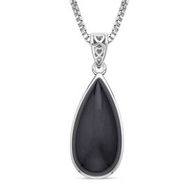Schwarze quarz Anhänger mit Kette, Edelstahl ca. 45.00 ct