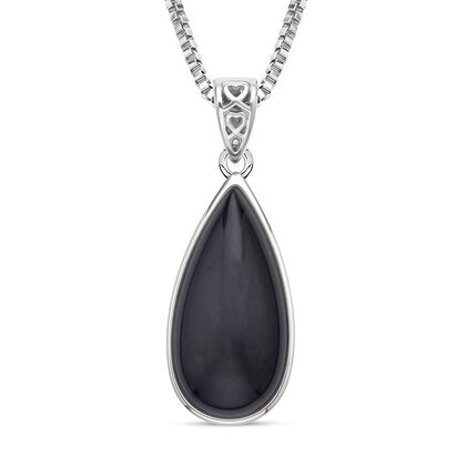 Schwarze quarz Anh&auml;nger mit Kette, Edelstahl ca. 45.00 ct