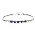Masoala Saphir (Fissure gefüllt) und Zirkon Armband ca. 19 cm 925 Silber platiniert ca. 2,78 ct