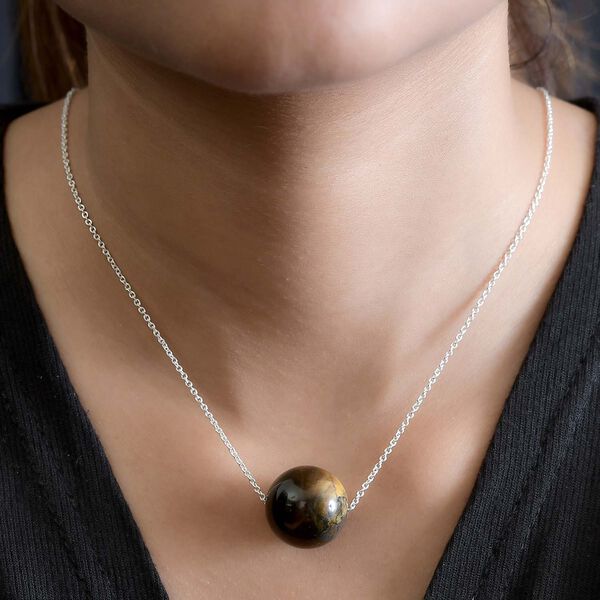 Tigerauge Halskette ca. 50 cm 925 Silber ca. 50.00 ct image number 3