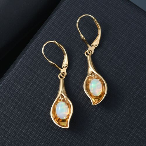Opal Dewdrop - D joy AA Natürlicher, äthiopischer Welo Opal Ohrringe 925 Silber vergoldet ca. 1,13 ct. image number 1