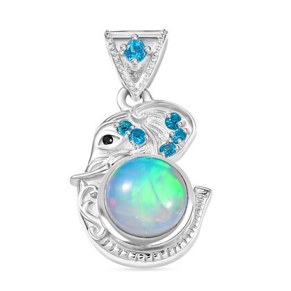 AA Nat&uuml;rlicher, &auml;thiopischer Welo Opal, Neon Apatit Anh&auml;nger 925 Silber rhodiniert ca. 1.38 ct